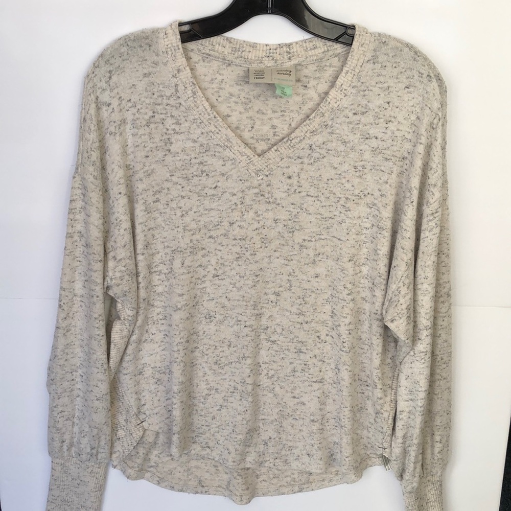 Anthropologie Saturday Sunday V Neck Oversized Loose Fit Oatmeal Sweater…